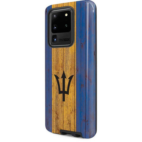 Barbados Flag Dark Wood Galaxy S20 Ultra 5G Pro Case